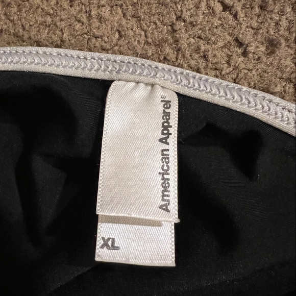 LOT 2 American Apparel String Triangle Bikini Tops Slide Black w/Metallic Silver - Picture 6 of 8